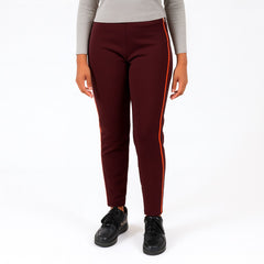 Ladies maroon side stripe
