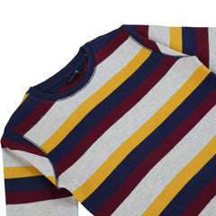 BOYS MAROON YELLOW AND WHITE LINNIG SWEATER