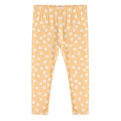 Girls peach floral print tights