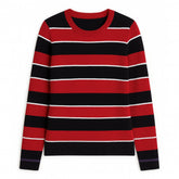 Striper fine knit sweater Red