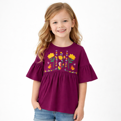 Girls purple embroidered cotton frock