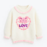 Girls white love sweater