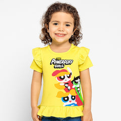 Girls yellow power puff frill T-shirt