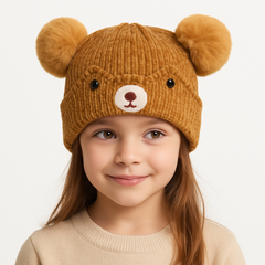 Camel velvet bear cap