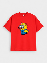 Boys Dino Minion Red Down Shoulder T-shirt