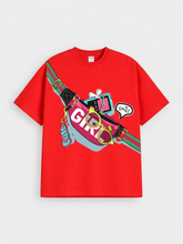 Girls Trendy Sling Bag Graphic Red T-shirt