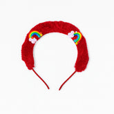 Girls red fur rainbow hair band (Last Chance)