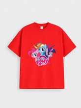 Girls My Little Pony Cartoon Red Down Shoulder T-shirt