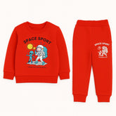 Boys red astranaut tracksuit.