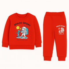 Boys red astranaut tracksuit.
