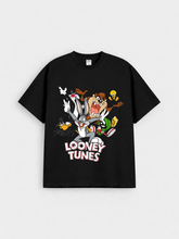 Boys Cartoon Characters Black Down Shoulder T-shirt