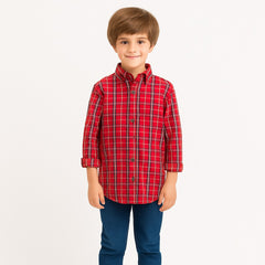 Boys red check casual shirt