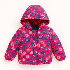 Girls pink printed puffer jacket
