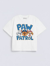 Boys Paw Patrol Cartoon Print White Down Shoulder T-shirt