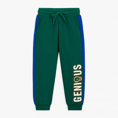 Boys dark green side stripe trouser