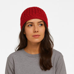 Women maroon wool cap
