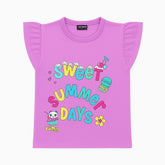 Girls magenta summer day T-shirt