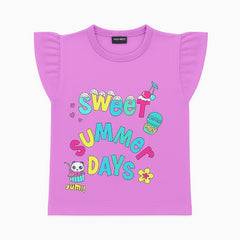 Girls magenta summer day T-shirt