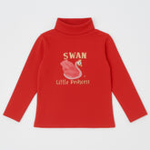 swan glitter red high-neck