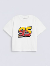 Boys Racing 95 Print White Down Shoulder Down Shoulder T-shirt