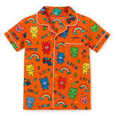 Boys orange cat character cotton shirt