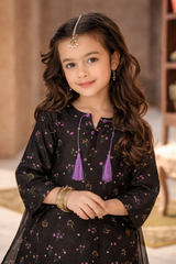 Girls Black Floral Print shalwar kameez (Summer)