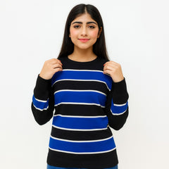 Stripe Fine Knit Sweater Blue