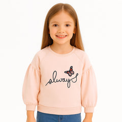 GIRLS LIGHT PINK ALWAYS PRINTED SWEET SHIRT