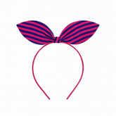 Girls blue and pink lining bow hair band