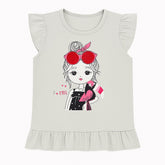Girls gray sequin glasses doll T-shirt (Last Chance)