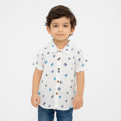 Boys white print casual shirt