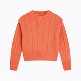 Girls orange braided sweater