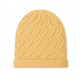 Women yellow braid wool cap