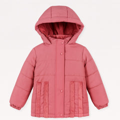 Pink fur stripe puffer jacket