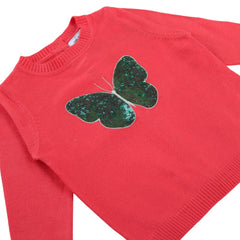Girls pink butterfly sequin sweater
