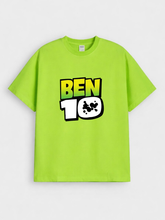 Boys Cartoon Ben 10 Print Green Down Shoulder T-shirt