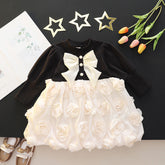 Black flower bow frock