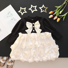 Black flower bow frock