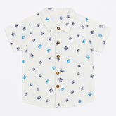 Boys white print casual shirt