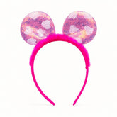 Girls shocking pink sequin ear hair band (Last Chance)