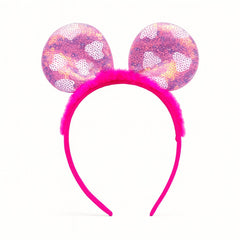 Girls shocking pink sequin ear hair band