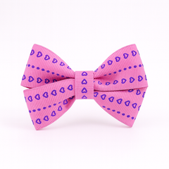 Girls pink heart bow pin