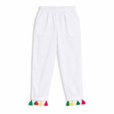 Girls white multi cotton trouser
