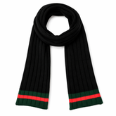 Mens red green and black wool muffler