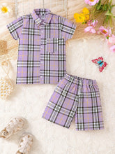 Girls Purple Check Print Tracksuit (Summer)