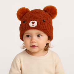 Brown velvet bear cap