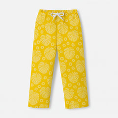 Girls yellow printed cotton trouser