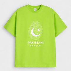 Lime Green Pakistani By Heart Graphic Downshoulder T-Shirt (AZADI)