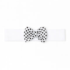 White Polka dots bow band