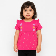 Girls pink side frioll frock